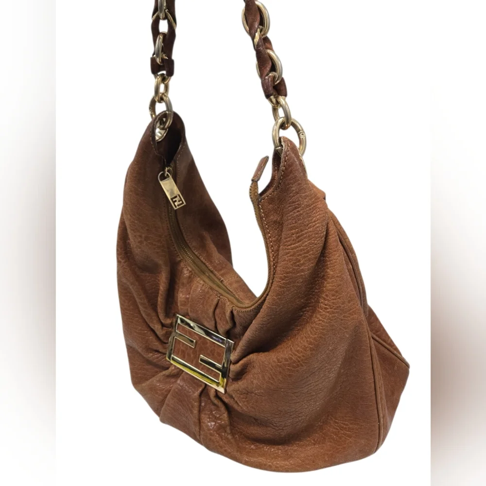 Fendi brown Leather Mia Hobo Bag - Picture 3 of 16